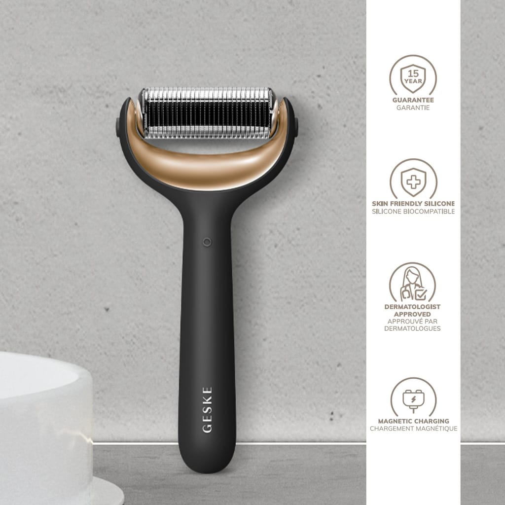 Фото товару: Ролер для голкової мезотерапії обличчя та тіла GESKE MicroNeedle Face&Body Roller 9в1 gray № 2