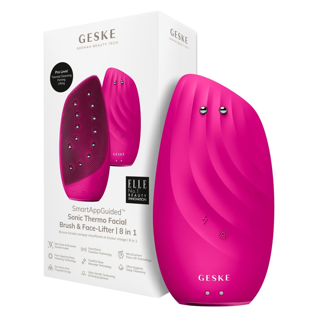 Фото товару: Очищувальна щітка для обличчя GESKE Sonic Thermo Facial Brush&Face-Lifter 8в1 magenta № 0