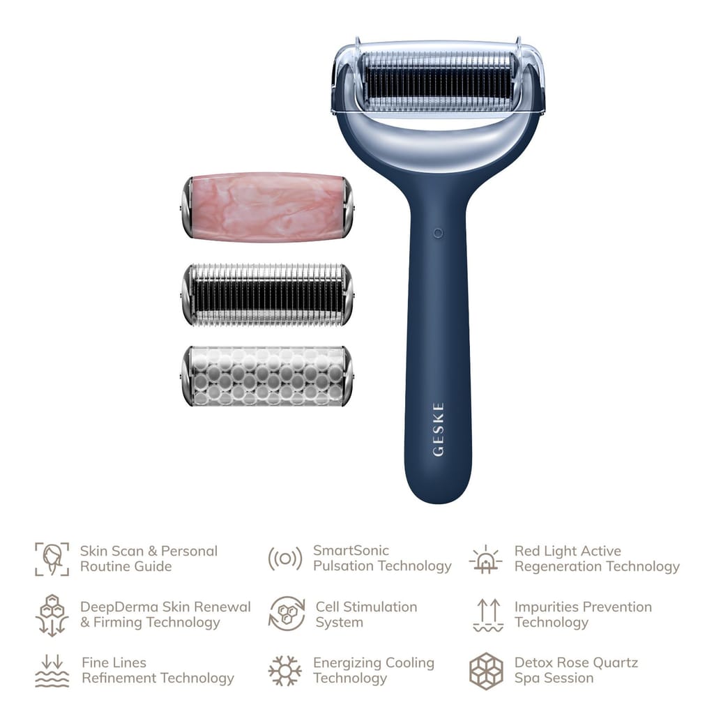 Фото товару: Ролер для голкової мезотерапії обличчя та тіла GESKE MicroNeedle Face&Body Roller 9в1 midnight № 1