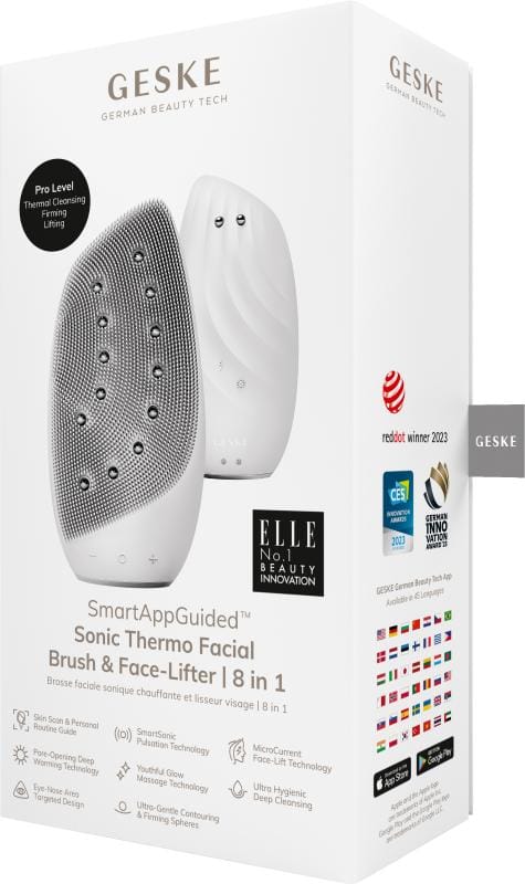 Фото товару: Очищувальна щітка для обличчя GESKE Sonic Thermo Facial Brush&Face-Lifter 8в1 white № 7