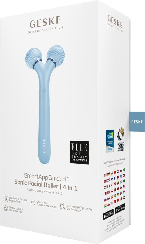 Фото товару: Електронний ультразвуковий ролик для обличчя GESKE Sonic Facial Roller 4в1 aquamarine № 7