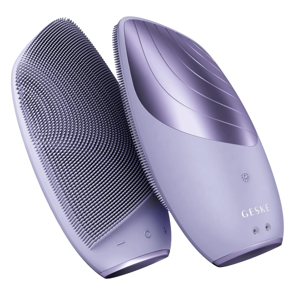 Фото товару: Електронна звукова термо щітка для обличчя GESKE Sonic Thermo Facial Brush 6в1 purple № 5
