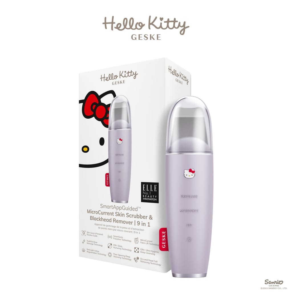 Фото товару: Мікрострумовий скрабер для шкіри і усунення чорних точок GESKE MicroCurrent Skin Scrubber&Blackhead Remover 9в1 Hello Kitty purple № 0