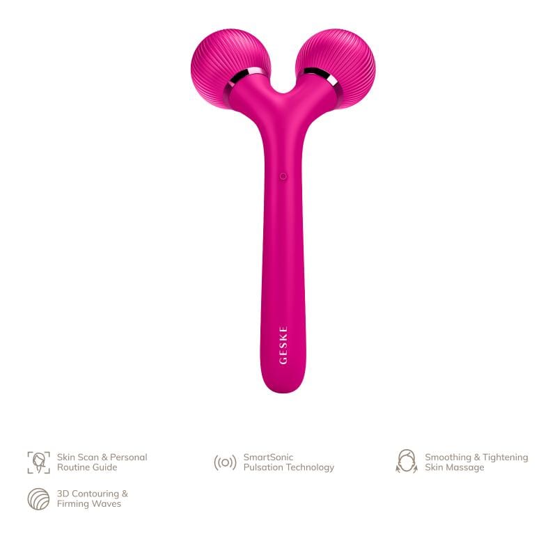 Фото товару: Електронний ультразвуковий ролик для обличчя та тіла GESKE Sonic Facial&Body Roller 4в1 magenta № 1