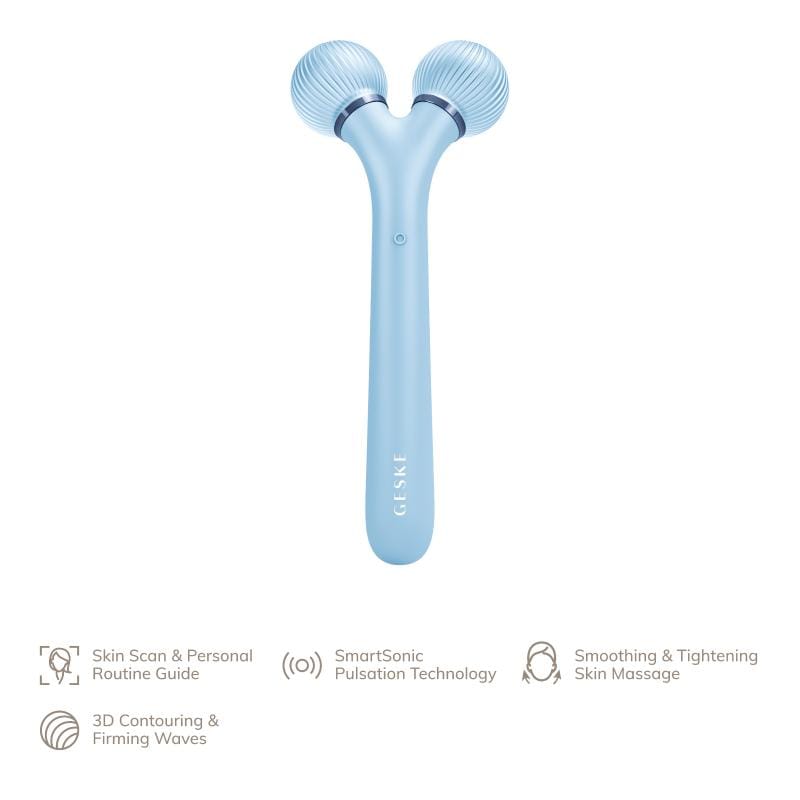 Фото товару: Електронний ультразвуковий ролик для обличчя GESKE Sonic Facial Roller 4в1 aquamarine № 1