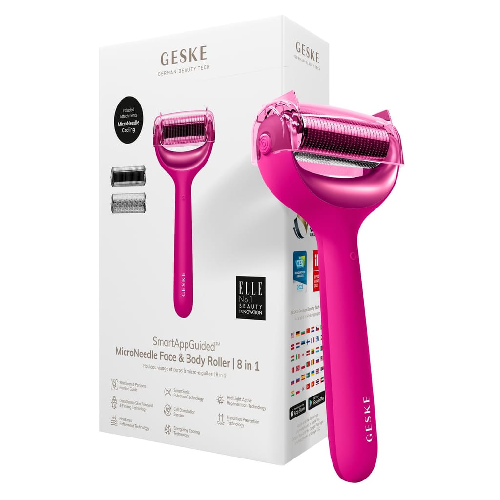 Фото товару: Електронний ролер для обличчя та тіла з мікроголками GESKE MicroNeedle Face&Body Roller 8в1 magenta № 0