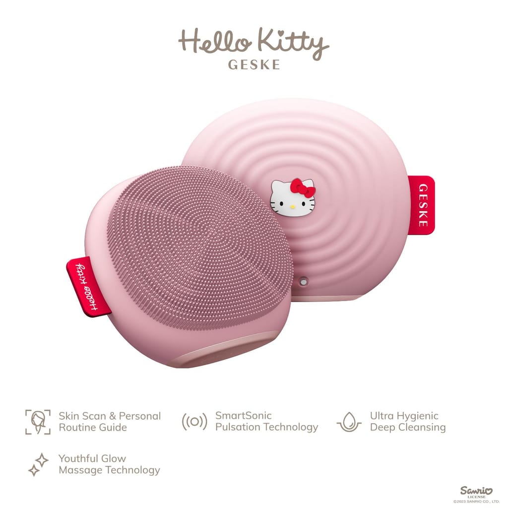 Фото товару: Електронна ультразвукова щітка для обличчя GESKE Sonic Facial Brush 4в1 by Hello Kitty pink № 1