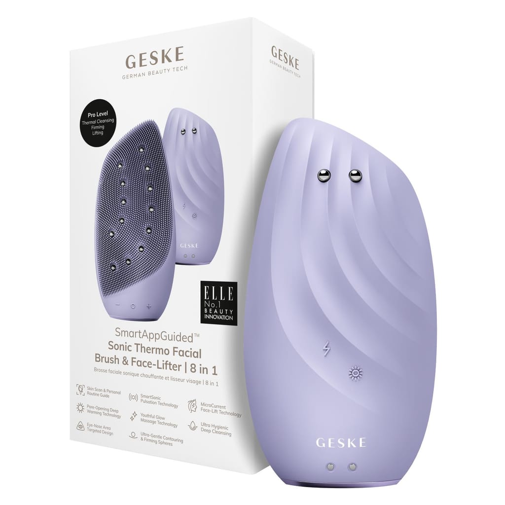 Фото товару: Очищувальна щітка для обличчя GESKE Sonic Thermo Facial Brush&Face-Lifter 8в1 purple № 0