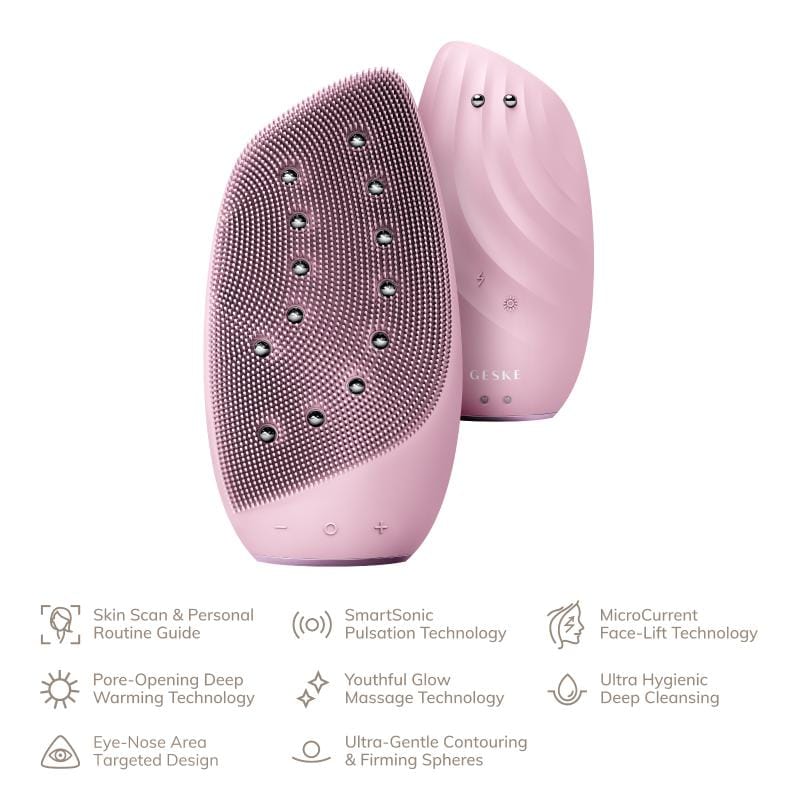 Фото товару: Очищувальна щітка для обличчя GESKE Sonic Thermo Facial Brush&Face-Lifter 8в1 pink № 1