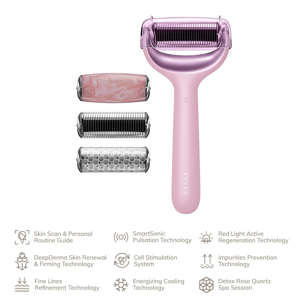 Фото товару: Ролер для голкової мезотерапії обличчя та тіла GESKE MicroNeedle Face&Body Roller 9в1 pink № 1