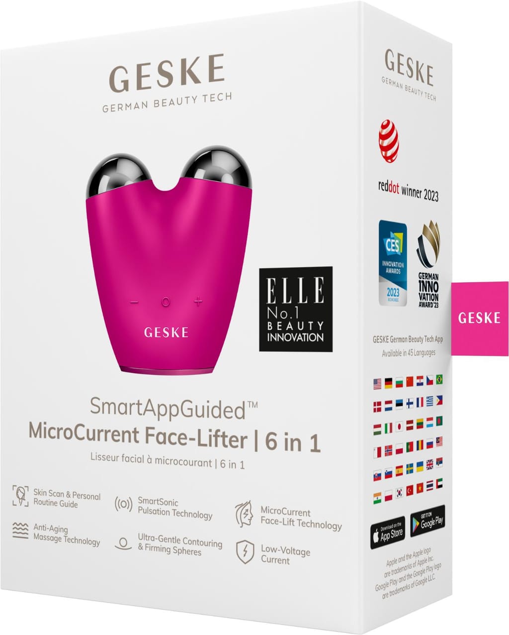 Фото товару: Мікрострумовий підтягувач обличчя GESKE MicroCurrent Face-Lifter 6в1 magenta № 7