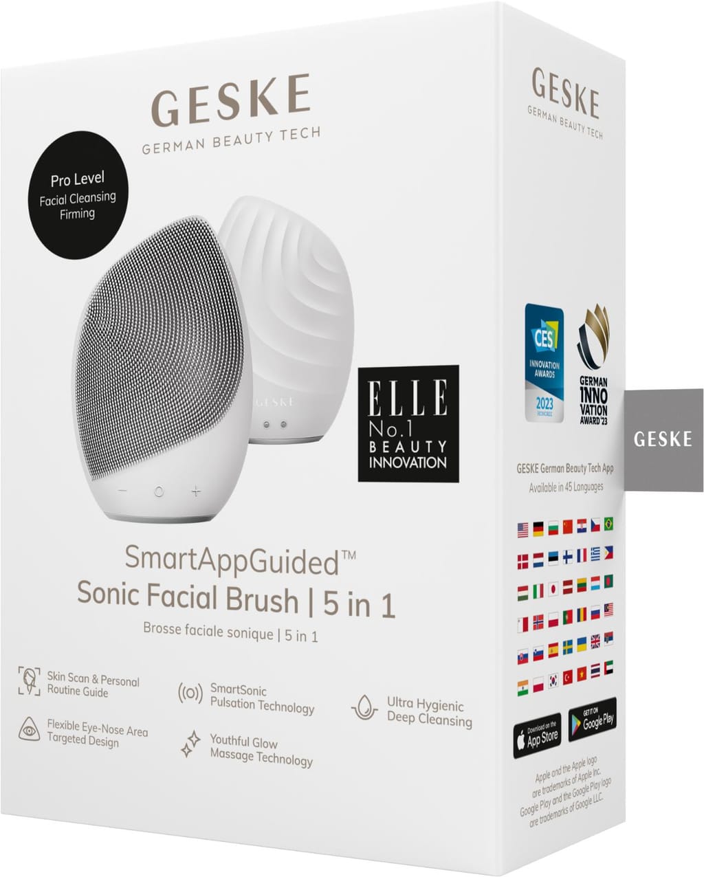 Фото товару: Електронна ультразвукова щітка для обличчя GESKE Sonic Facial Brush 5в1 white № 7