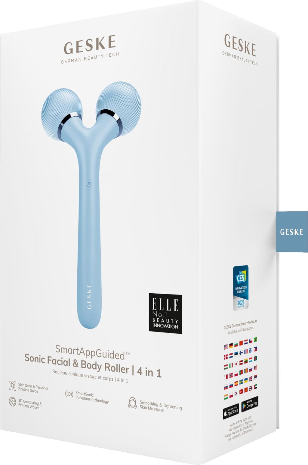 Фото товару: Електронний ультразвуковий ролик для обличчя та тіла GESKE Sonic Facial&Body Roller 4в1 aquamarine № 7