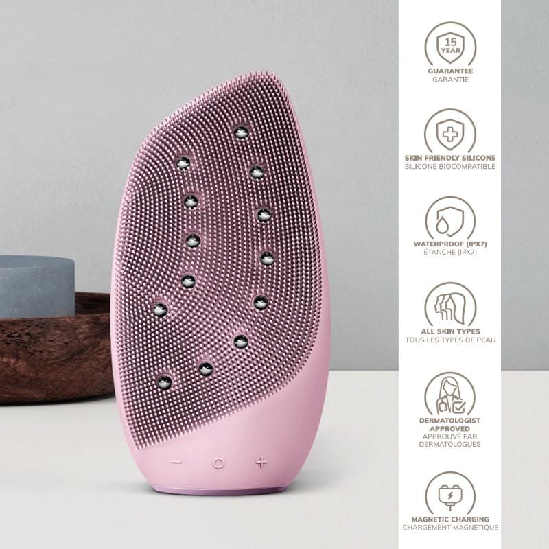 Фото товару: Очищувальна щітка для обличчя GESKE Sonic Thermo Facial Brush&Face-Lifter 8в1 pink № 2