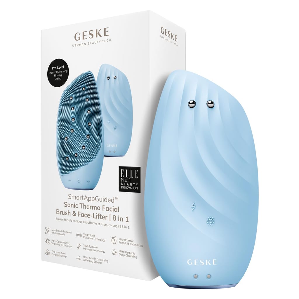 Фото товару: Очищувальна щітка для обличчя GESKE Sonic Thermo Facial Brush&Face-Lifter 8в1 aquamarine № 0