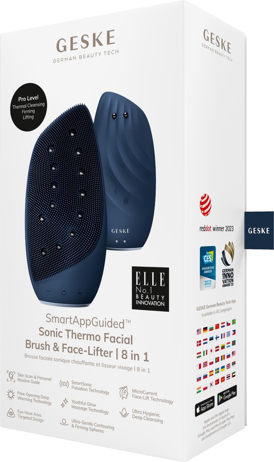 Фото товару: Очищувальна щітка для обличчя GESKE Sonic Thermo Facial Brush&Face-Lifter 8в1 midnight № 7