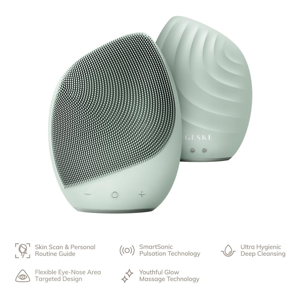Фото товару: Електронна ультразвукова щітка для обличчя GESKE Sonic Facial Brush 5в1 green № 1