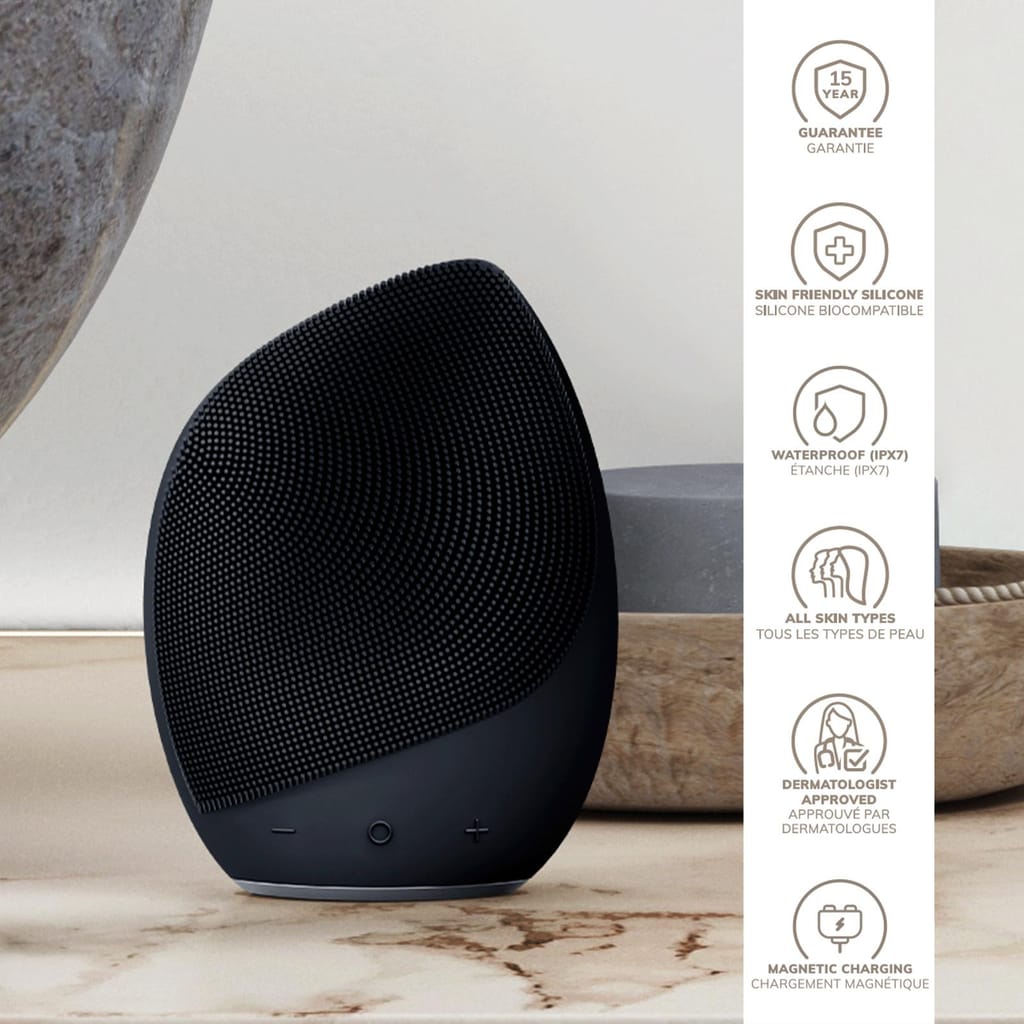 Фото товару: Електронна ультразвукова щітка для обличчя GESKE Sonic Facial Brush 5в1 black № 2