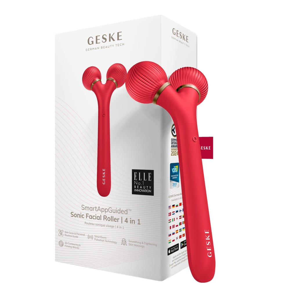 Фото товару: Електронний ультразвуковий ролик для обличчя GESKE Sonic Facial Roller 4в1 red № 0