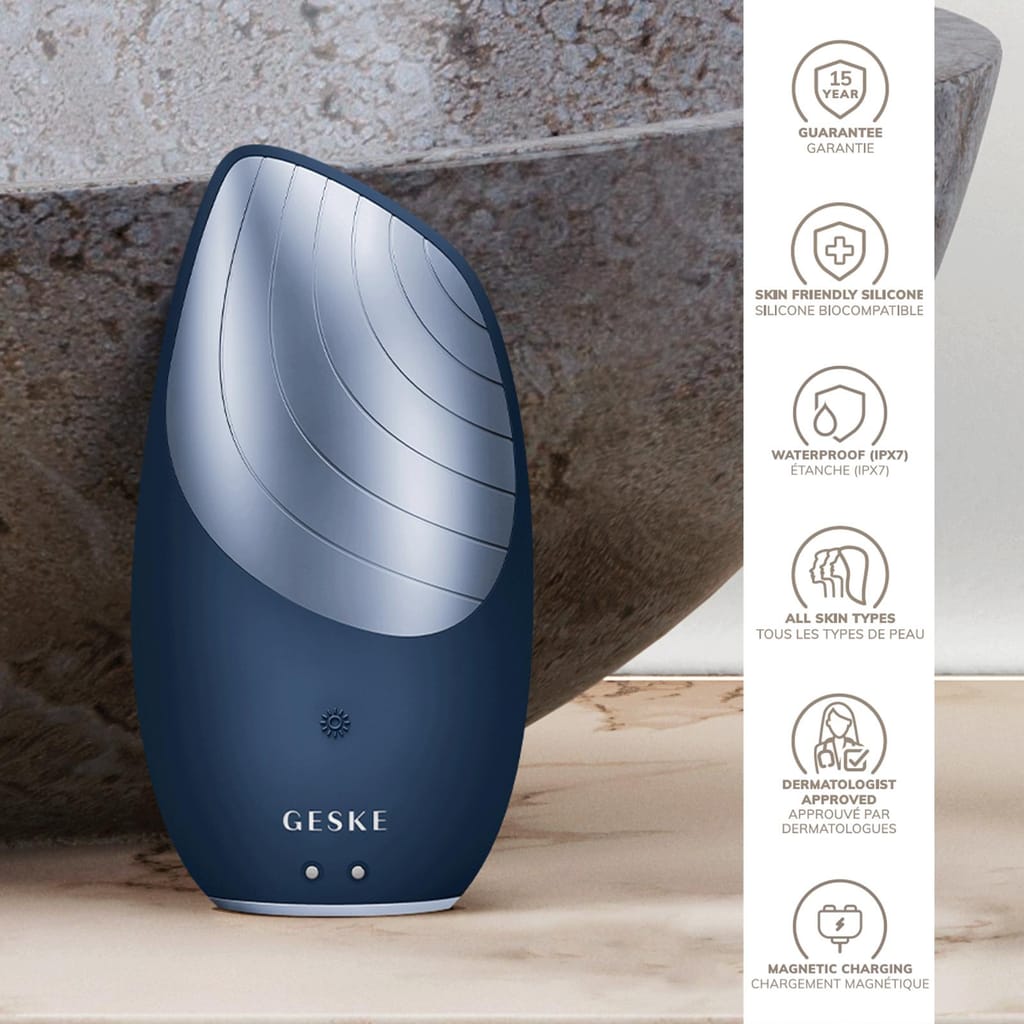 Фото товару: Електронна звукова термо щітка для обличчя GESKE Sonic Thermo Facial Brush 6в1 midnight № 2