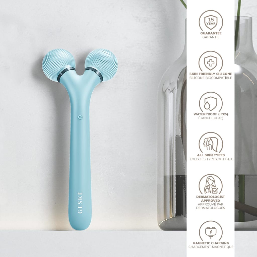 Фото товару: Електронний ультразвуковий ролик для обличчя GESKE Sonic Facial Roller 4в1 turquoise № 2