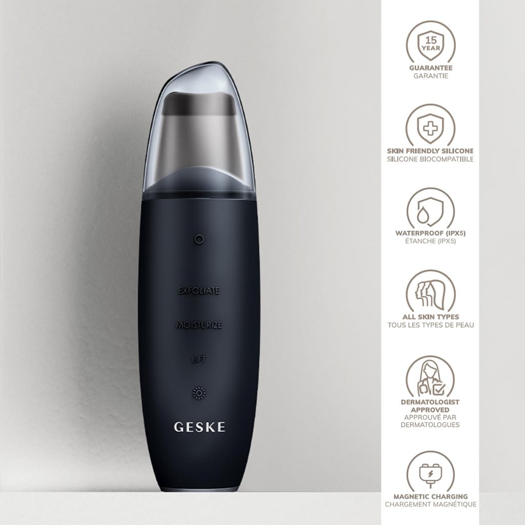Фото товару: Мікрострумовий скрабер для шкіри та усунення чорних точок GESKE MicroCurrent Skin Scrubber&Blackhead Remover 9в1 black № 2