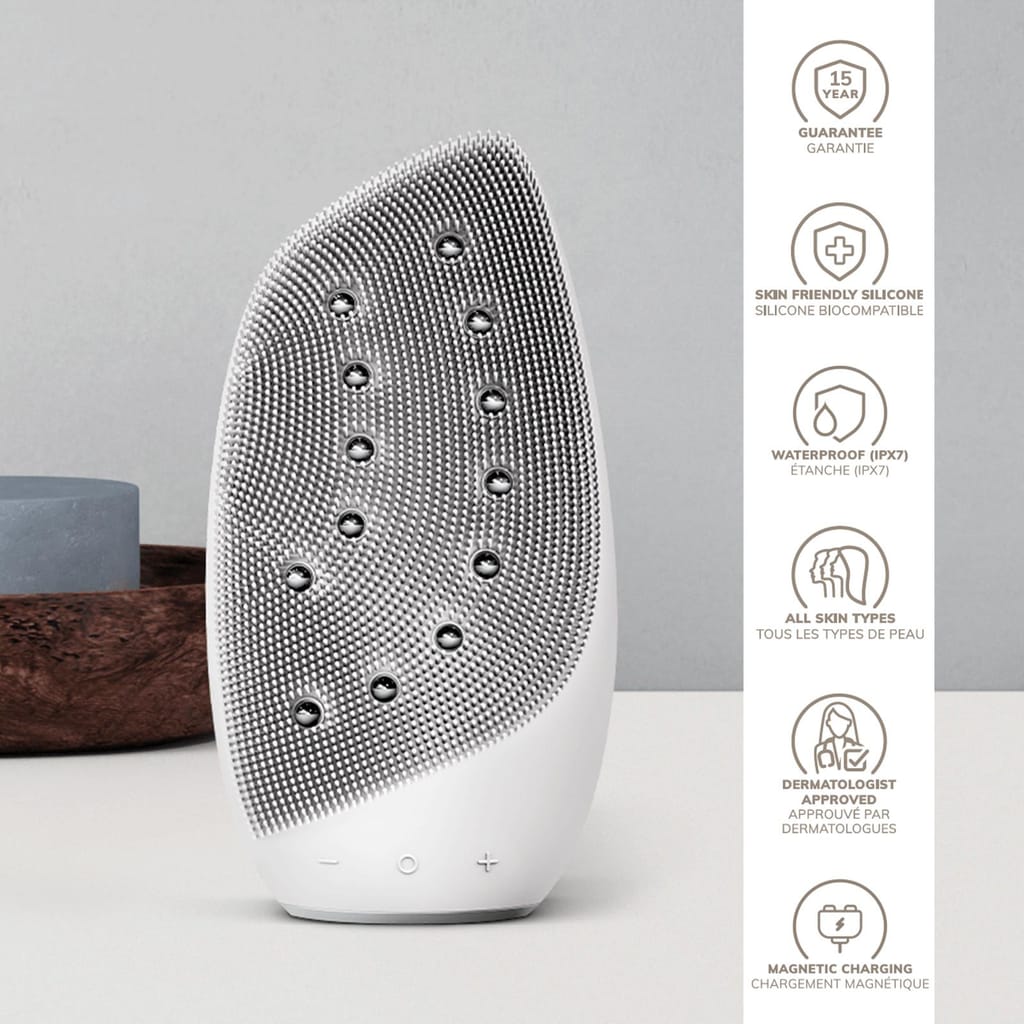 Фото товару: Очищувальна щітка для обличчя GESKE Sonic Thermo Facial Brush&Face-Lifter 8в1 white № 2