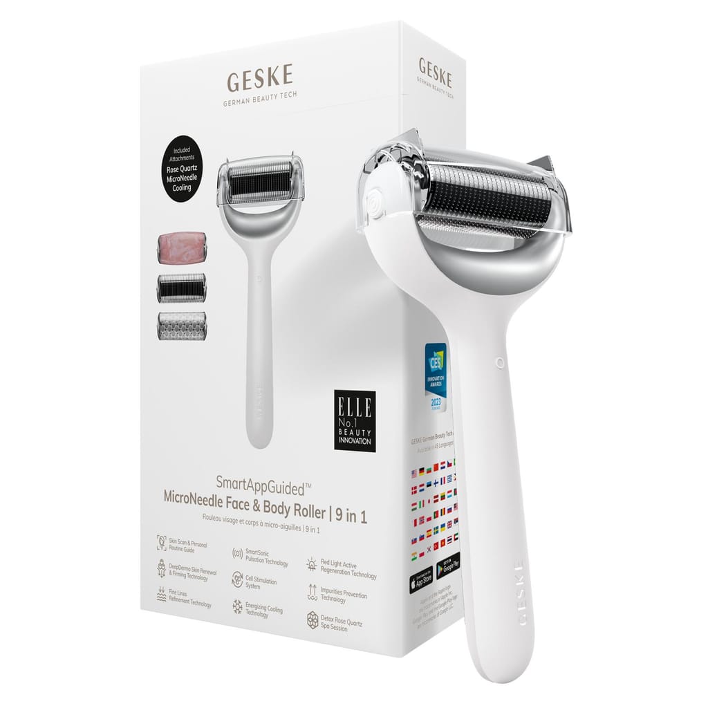 Фото товару: Ролер для голкової мезотерапії обличчя та тіла GESKE MicroNeedle Face&Body Roller 9в1 white № 0