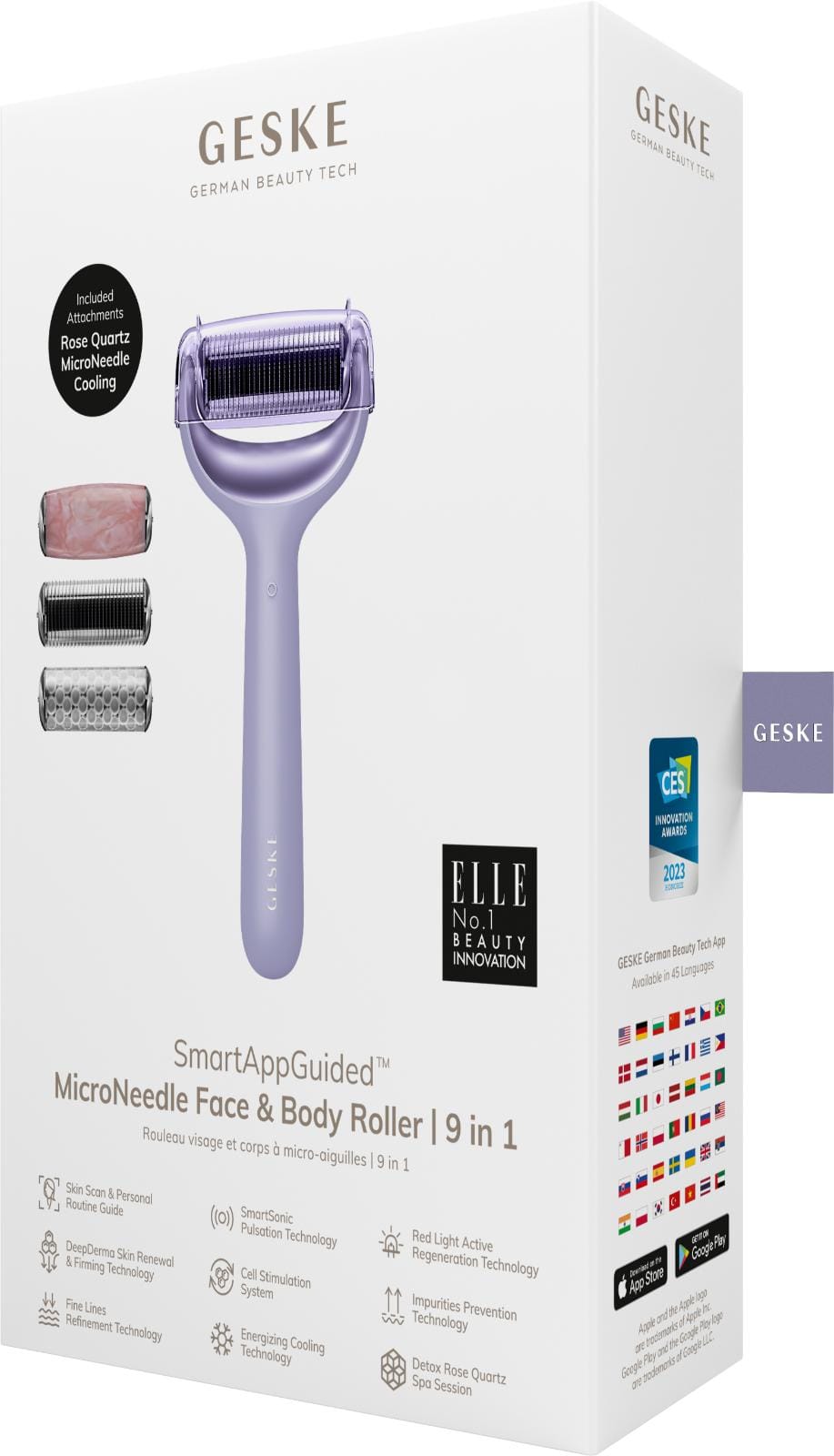 Фото товару: Ролер для голкової мезотерапії обличчя та тіла GESKE MicroNeedle Face&Body Roller 9в1 purple № 7