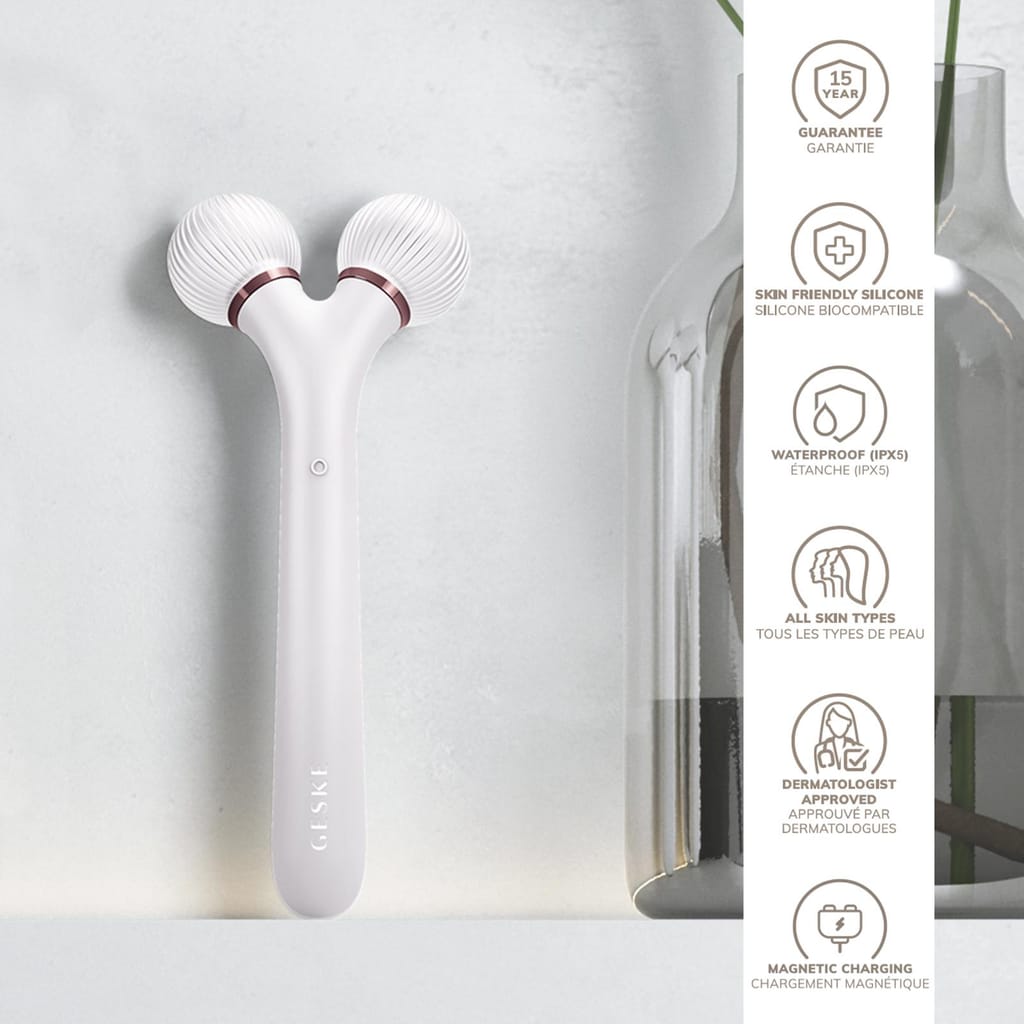 Фото товару: Електронний ультразвуковий ролик для обличчя GESKE Sonic Facial Roller 4в1 starlight № 2