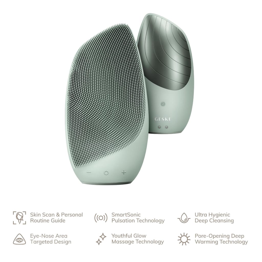 Фото товару: Електронна звукова термо щітка для обличчя GESKE Sonic Thermo Facial Brush 6в1 green № 1