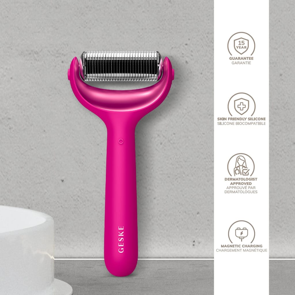 Фото товару: Ролер для голкової мезотерапії обличчя та тіла GESKE MicroNeedle Face&Body Roller 9в1 magenta № 2