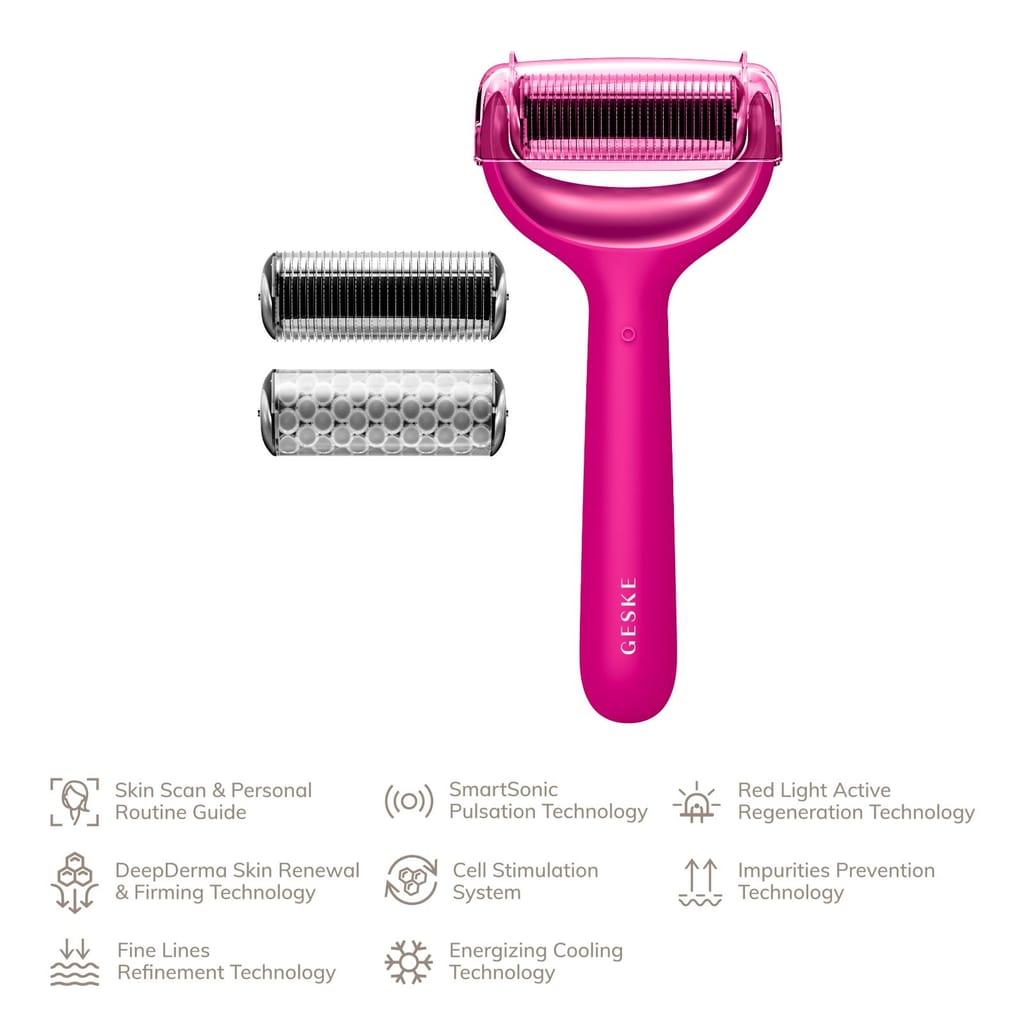 Фото товару: Електронний ролер для обличчя та тіла з мікроголками GESKE MicroNeedle Face&Body Roller 8в1 magenta № 1
