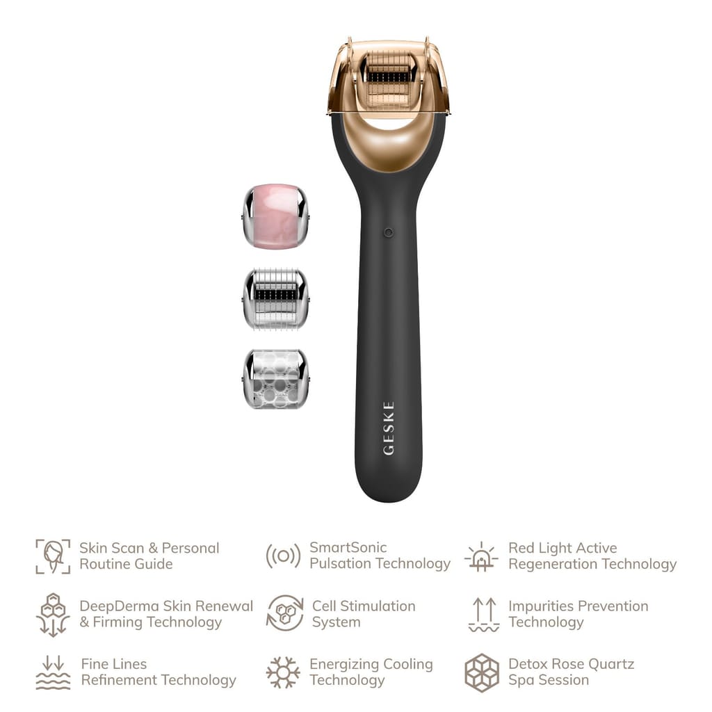 Фото товару: Електронний ролер для обличчя з мікроголками GESKE MicroNeedle Face Roller 9в1 gray № 1