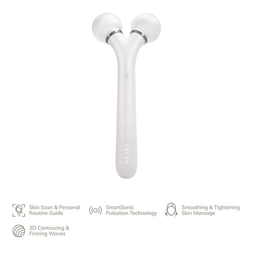 Фото товару: Електронний ультразвуковий ролик для обличчя GESKE Sonic Facial Roller 4в1 white № 1