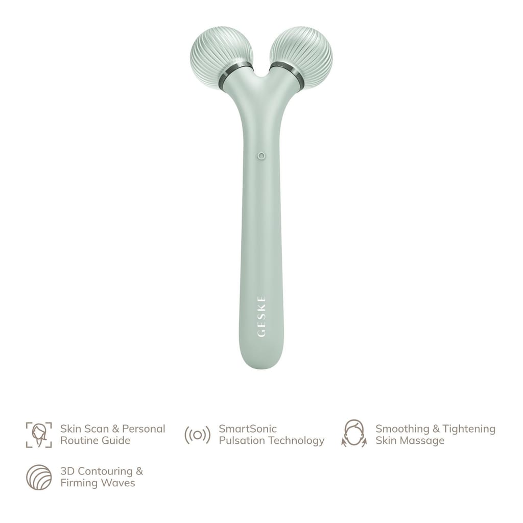 Фото товару: Електронний ультразвуковий ролик для обличчя GESKE Sonic Facial Roller 4в1 green № 1