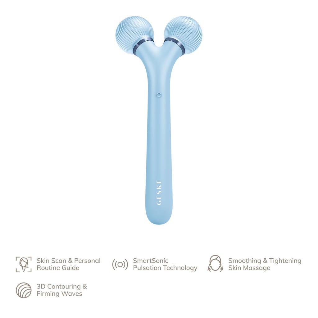 Фото товару: Електронний ультразвуковий ролик для обличчя GESKE Sonic Facial Roller 4в1 aquamarine № 1