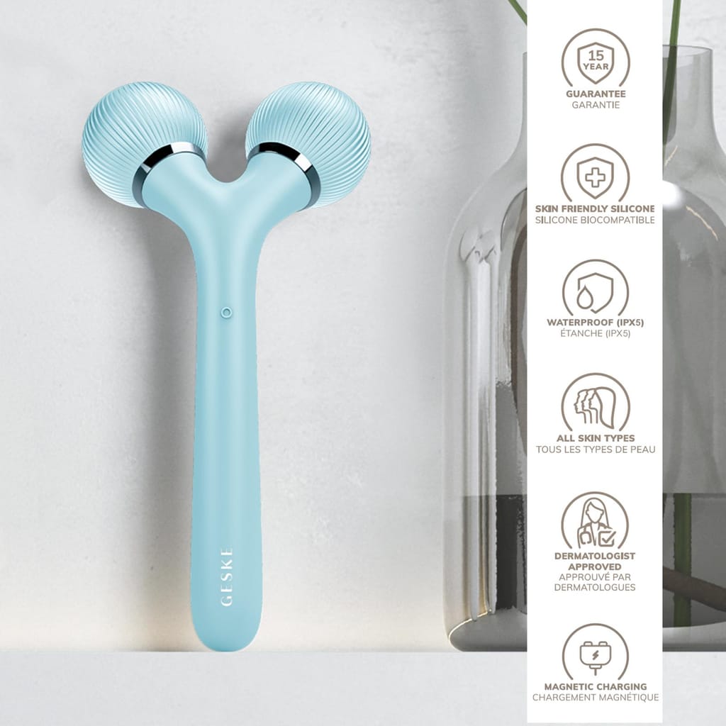 Фото товару: Електронний ультразвуковий ролик для обличчя та тіла GESKE Sonic Facial&Body Roller 4в1 turquoise № 2