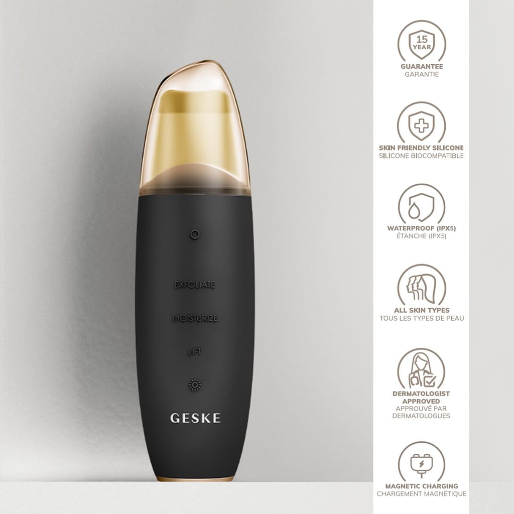 Фото товару: Мікрострумовий скрабер для шкіри та усунення чорних точок GESKE MicroCurrent Skin Scrubber&Blackhead Remover 9в1 gray № 2