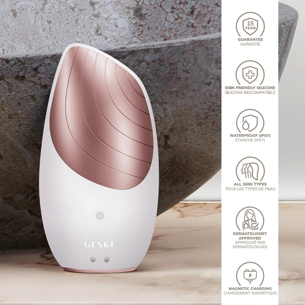 Фото товару: Електронна звукова термо щітка для обличчя GESKE Sonic Thermo Facial Brush 6в1 starlight № 2