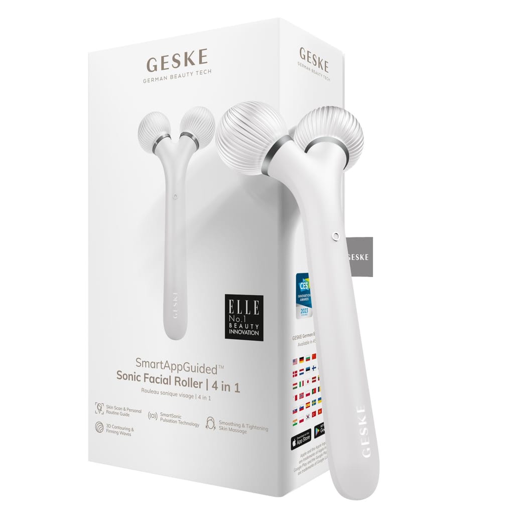 Фото товару: Електронний ультразвуковий ролик для обличчя GESKE Sonic Facial Roller 4в1 white № 0