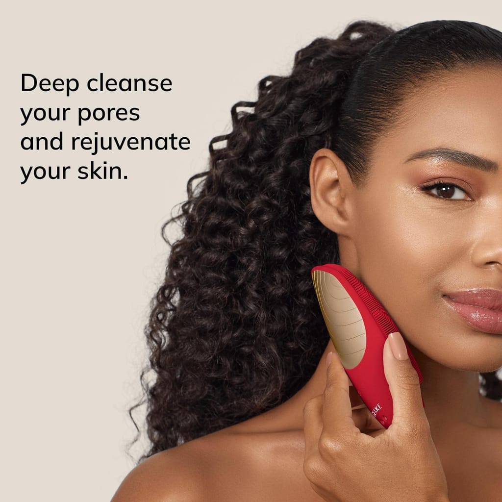 Фото товару: Електронна звукова термо щітка для обличчя GESKE Sonic Thermo Facial Brush 6в1 red № 3