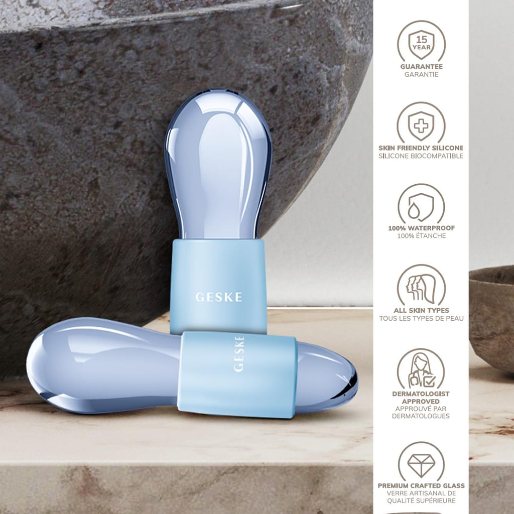 Фото товару: Подвійний масажер для очей GESKE Cool&Warm Duo Eye Massager 7в1 aquamarine № 2