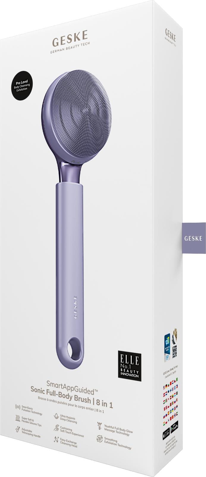 Фото товару: Ультразвукова щітка для всього тіла GESKE Sonic Full-Body Brush&Intensive Exfoliator 8в1 purple № 7
