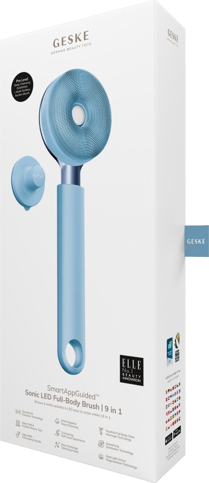 Фото товару: Звукова світлодіодна щітка для всього тіла GESKE Sonic LED Full-Body Brush&Intensive Exfoliator 9в1 aquamarine № 7