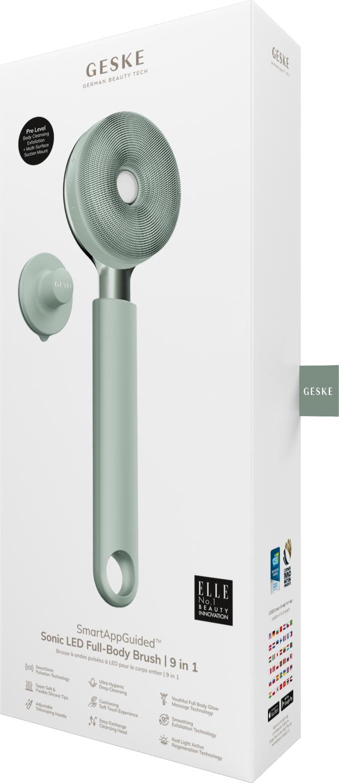 Фото товару: Звукова світлодіодна щітка для всього тіла GESKE Sonic LED Full-Body Brush&Intensive Exfoliator 9в1 green № 7