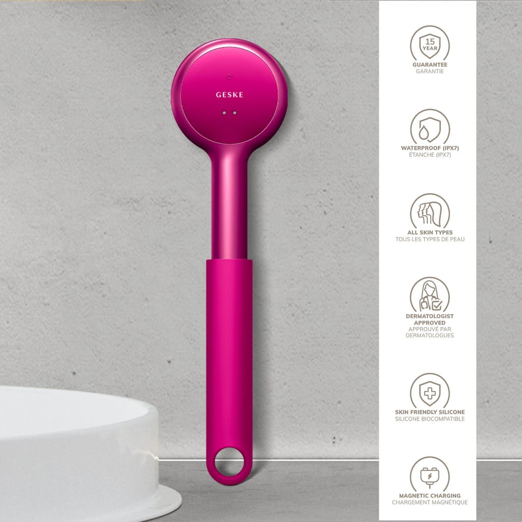 Фото товару: Звукова світлодіодна щітка для всього тіла GESKE Sonic LED Full-Body Brush&Intensive Exfoliator 9в1 magenta № 2