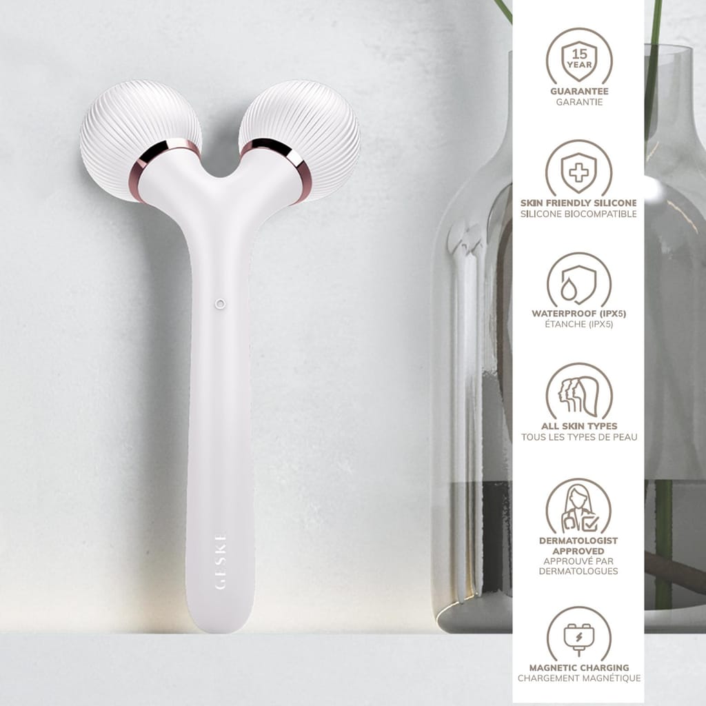 Фото товару: Електронний ультразвуковий ролик для обличчя та тіла GESKE Sonic Facial&Body Roller 4в1 starlight № 2