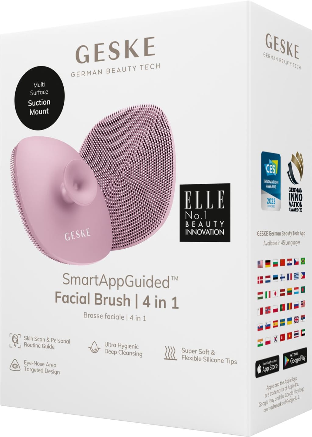 Фото товару: Щітка для обличчя GESKE Facial Brush 4в1 з тримачем pink № 7