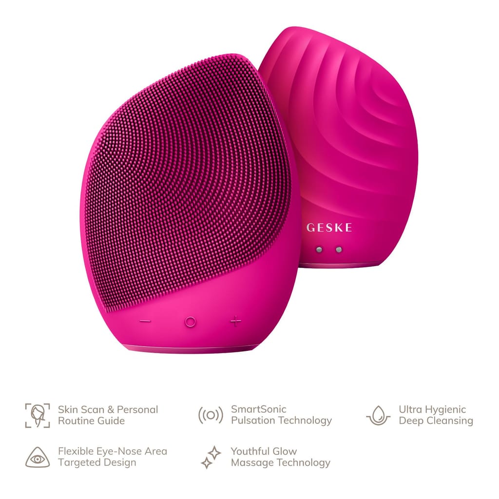 Фото товару: Електронна ультразвукова щітка для обличчя GESKE Sonic Facial Brush 5в1 magenta № 1